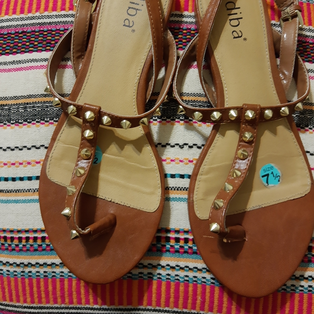 Diba brown gold spike sandals